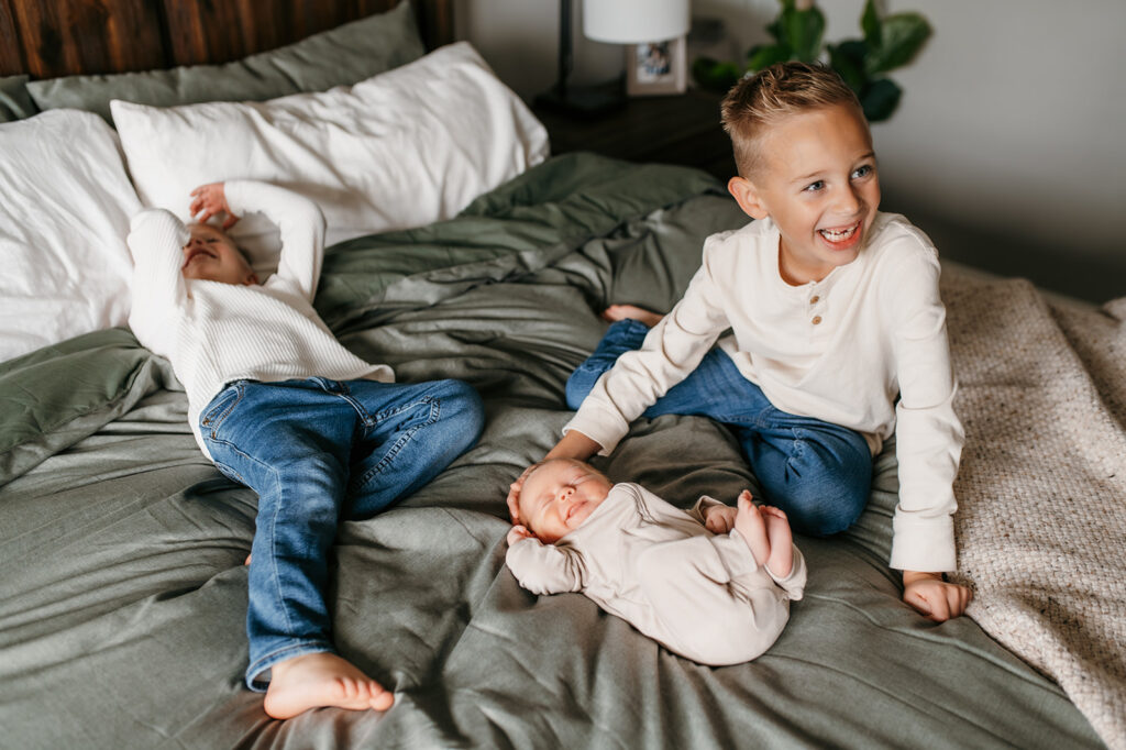 In home lifestyle newborn session Wisconsin